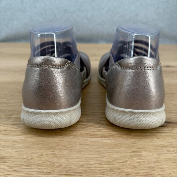 Ecco Womens Babett Criss Cross Mary Jane Flats Size 37 Pewter Strappy Leather - Picture 7 of 15